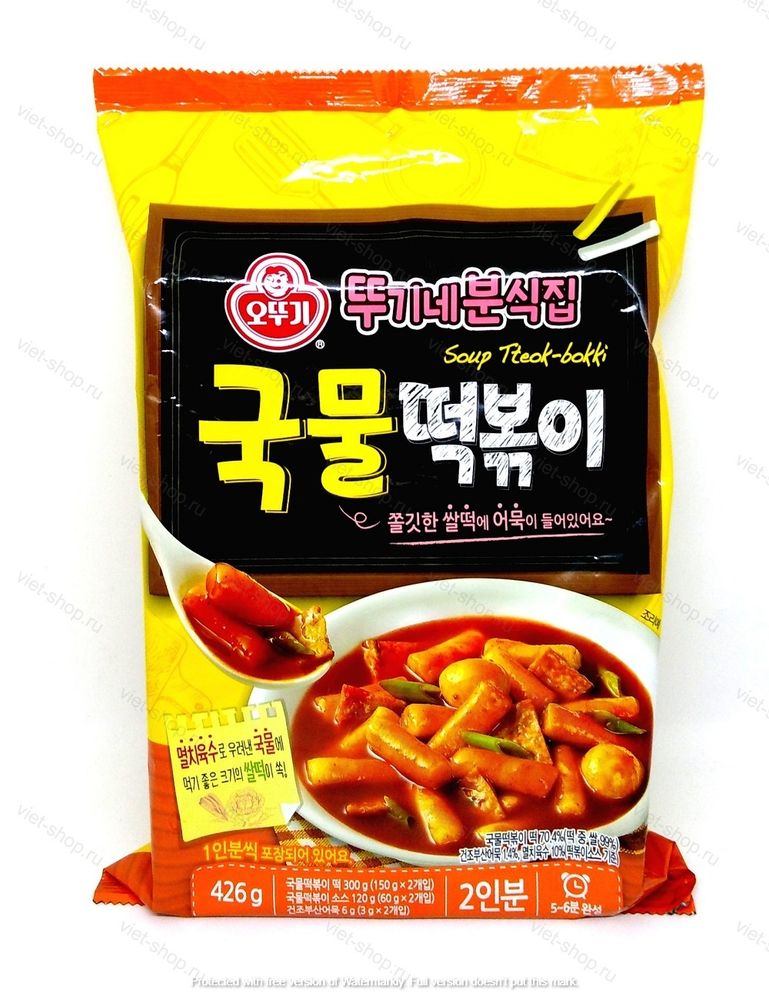 Рисовые клецки (топокки) с острым бульоном Оттоги (Ottogi) Soup Tteok-bokki, 426 г.