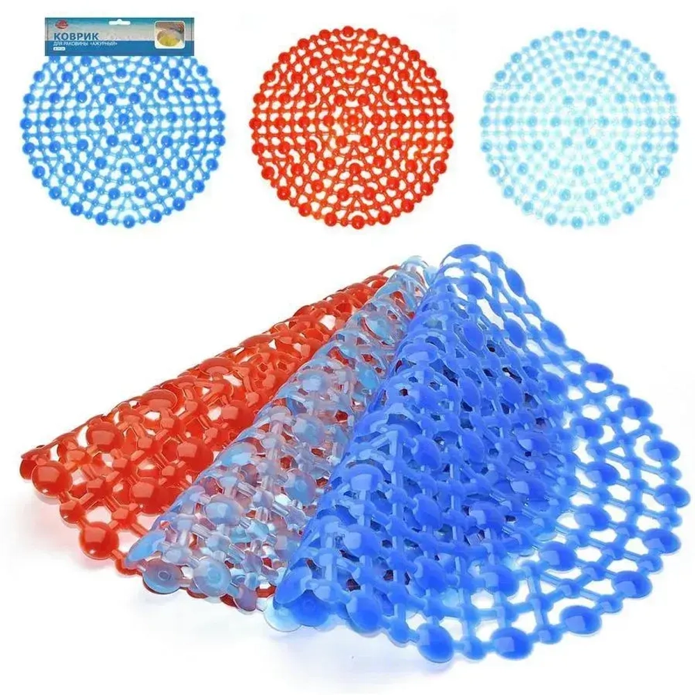 Коврик д/раковины Ажурный (кругл) d29см 5 цв. МГ76-57