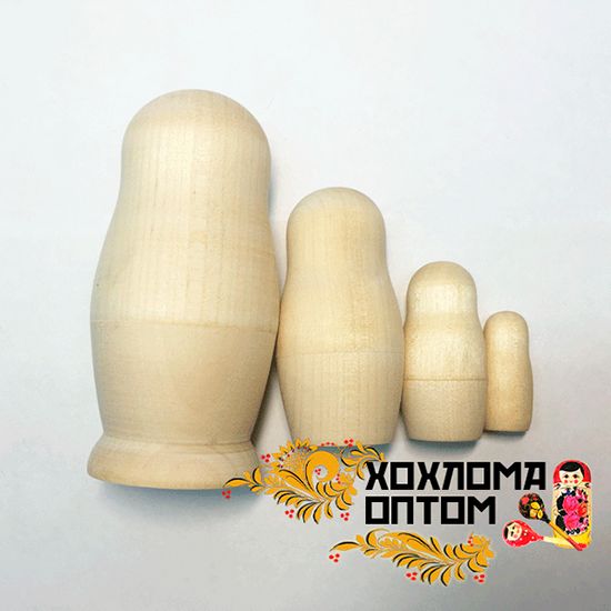 Матрешка без росписи 4 кукольная, Хохлома LHM90002