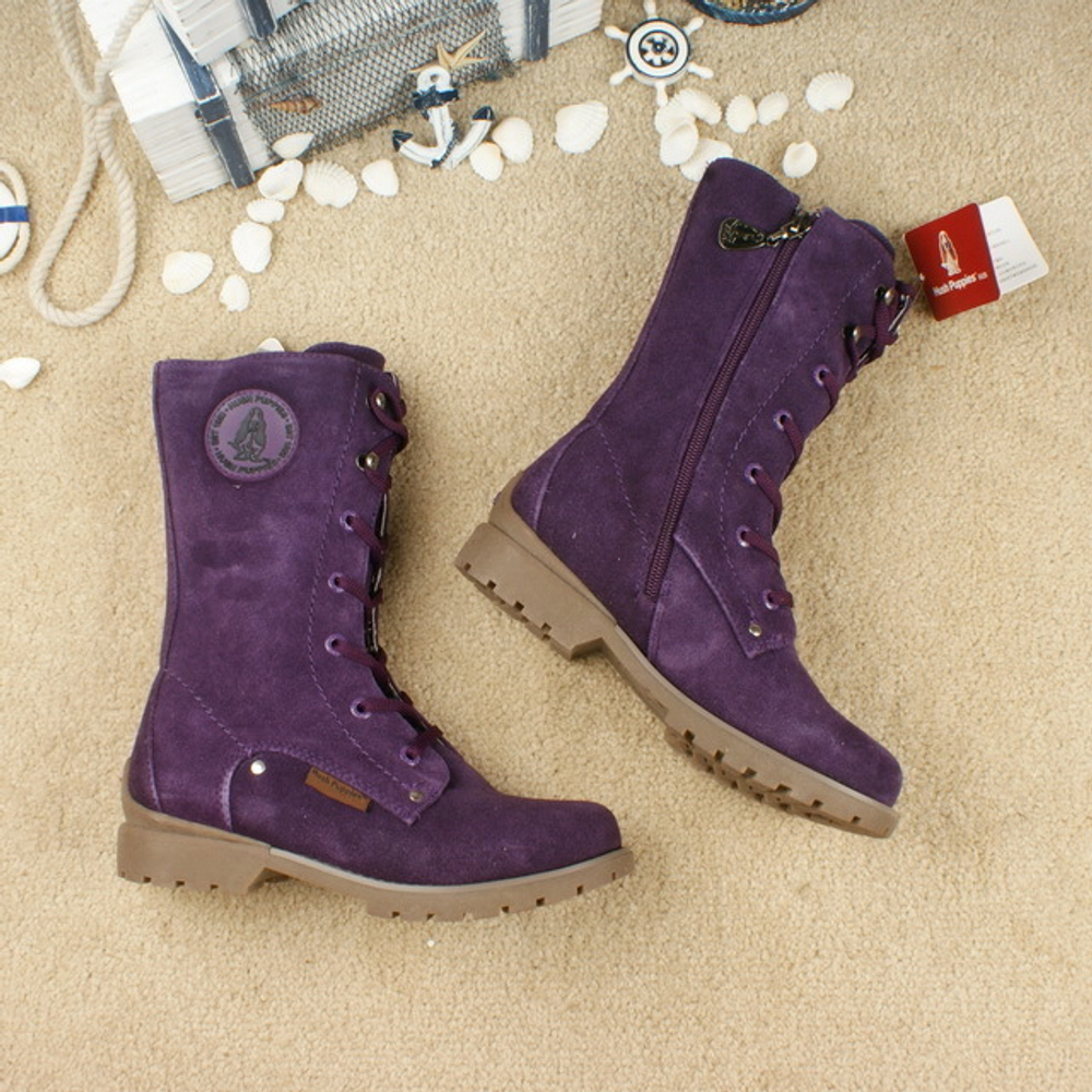 Сапоги детские на рифленой подошве и высокой шнуровке