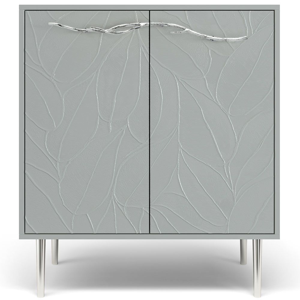 Комод Арт Колор leaves Стайл Сильвер с 2 полками Серый дым