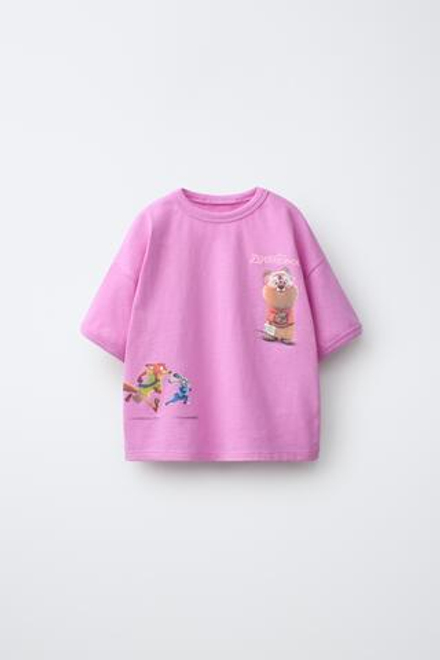 ZARA ФУТБОЛКА «ЗВЕРОПОЛИС» © DISNEY, РОЗОВЫЙ/ЛИЛОВЫЙ