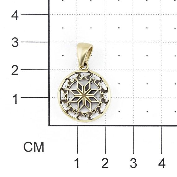 Изображение кулона Алатырь на размерной сетке в масштабе.