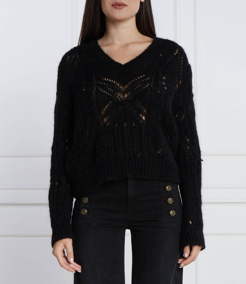 Хлопковый свитер TWINSET - черный(232TT321A)