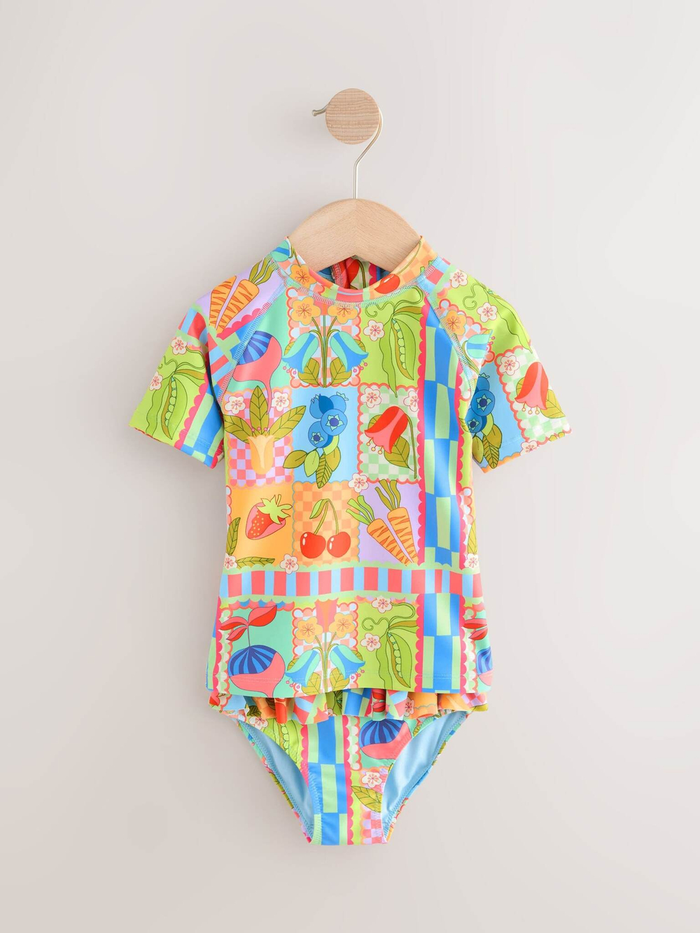 Купальник раздельный для девочки Next AB7-038, Голубой, Зеленый