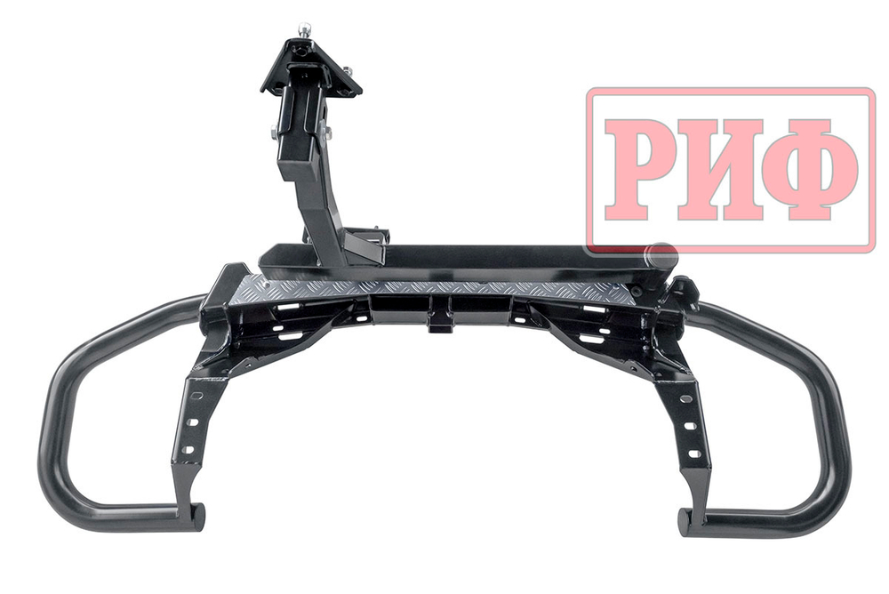 Бампер задний силовой/защита штатного бампера Toyota Fortuner 2015+ c квадратом под фаркоп, калиткой, подсветкой номера РИФ