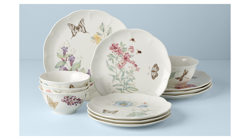 Тарелка акцентная 23см Lenox Бабочки на лугу Бабочка-Монарх золото