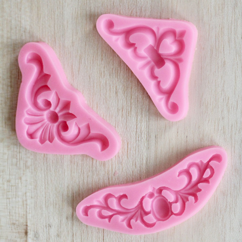 Молды силиконовые для творчества "Набор 3 молда. Лепнина 2" / Форма для лепки из полимерной глины вензели, для мыла и воска / Форма для мыла