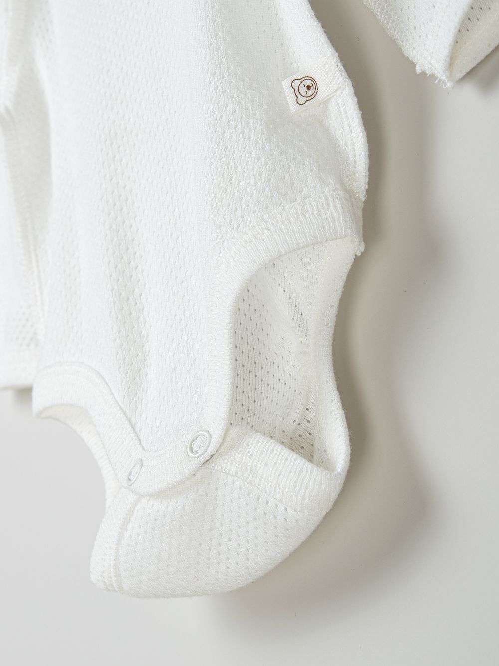 Боди с длинным рукавом "Молоко" из ажурного хлопка 0+