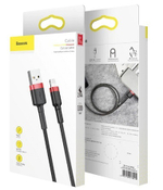 Кабель Baseus Lightning Cafule CALKLF-B19, 1m, нейлон, черно/красный
