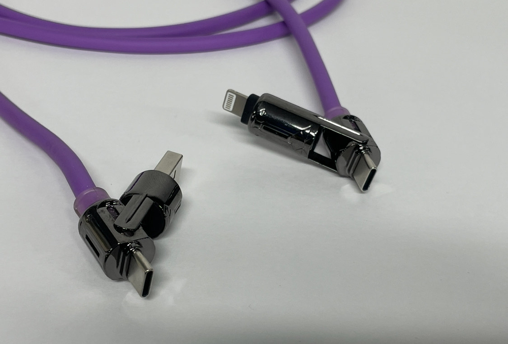 Кабель 3-в-1 (100W, фиолетовый, светящийся)