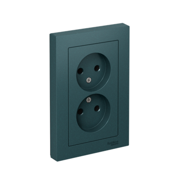 Розетка 2-м СП AtlasDesign 16А IP20 без заземл. в сборе изумруд SE ATN000820