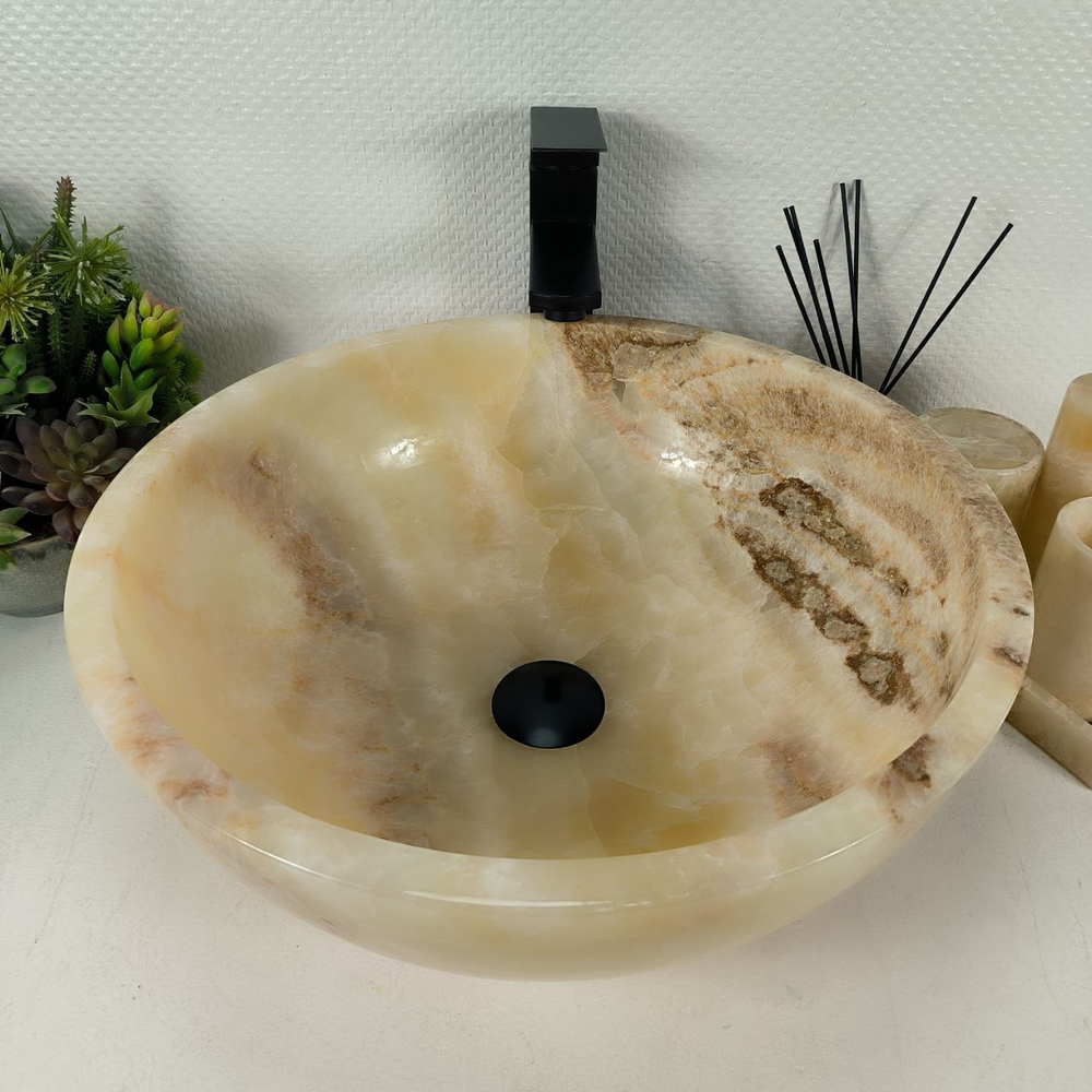 Раковина из оникса Bowl Yellow BO-64539 45*45*17 0199