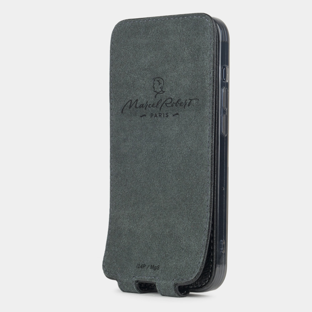 Чехол для iPhone 15 Pro из кожи козы, черного цвета