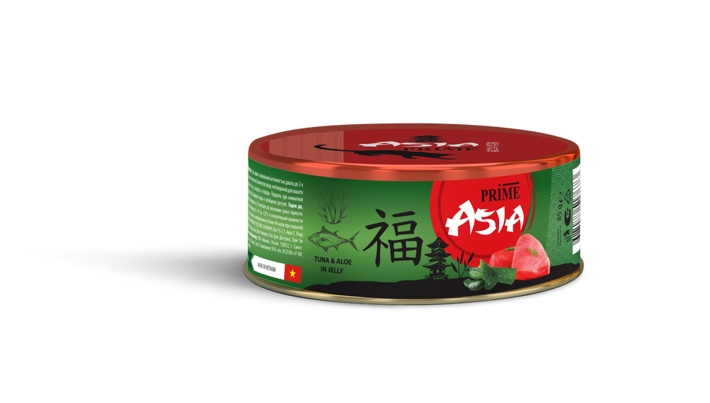 PRIME ASIA  85г Тунец с алоэ в желе, для КОТЯТ