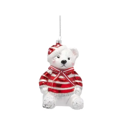 Игрушка Мишка в полосатом свитере, стекло H15 EDG