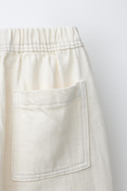 ZARA СВОБОДНЫЕ БРЮКИ ИЗ САРЖИ, ЭКРЮ