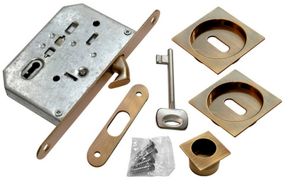 Ручка для раздвижных дверей MORELLI MHS-2 L AB бронза ключ