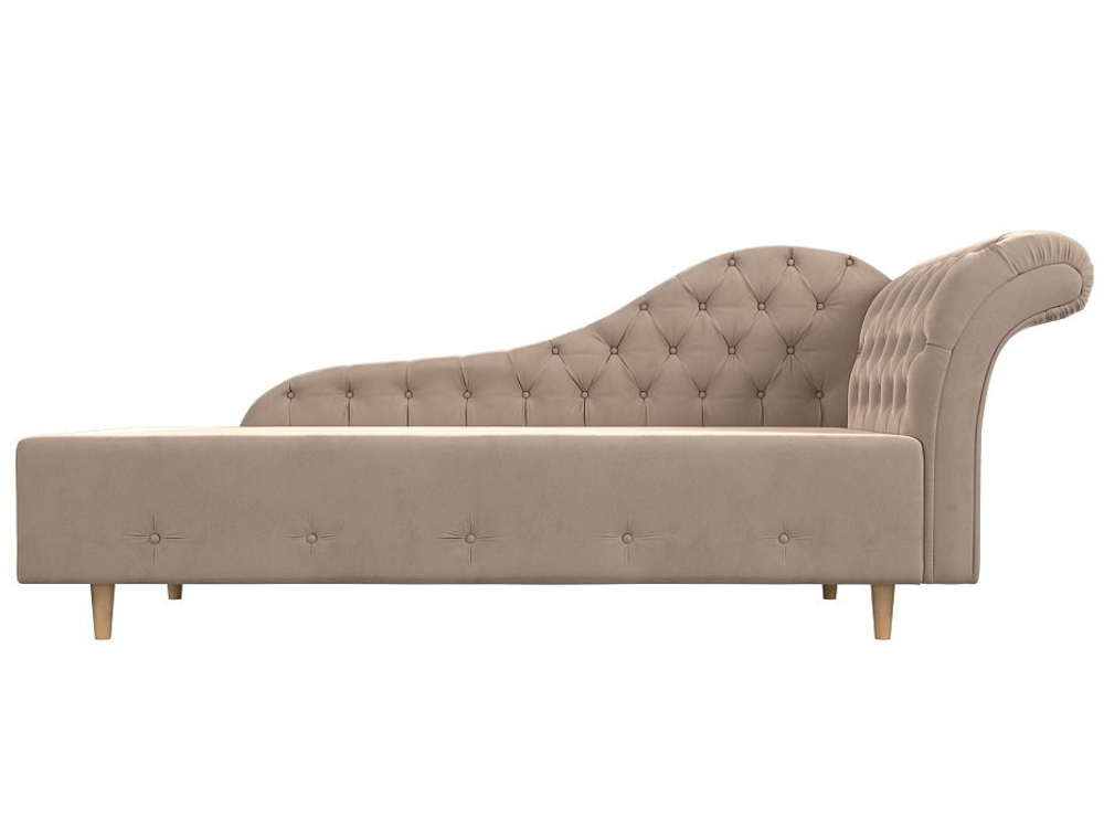 Кушетка Камерон правая, Бежевый, Велюр, 110090