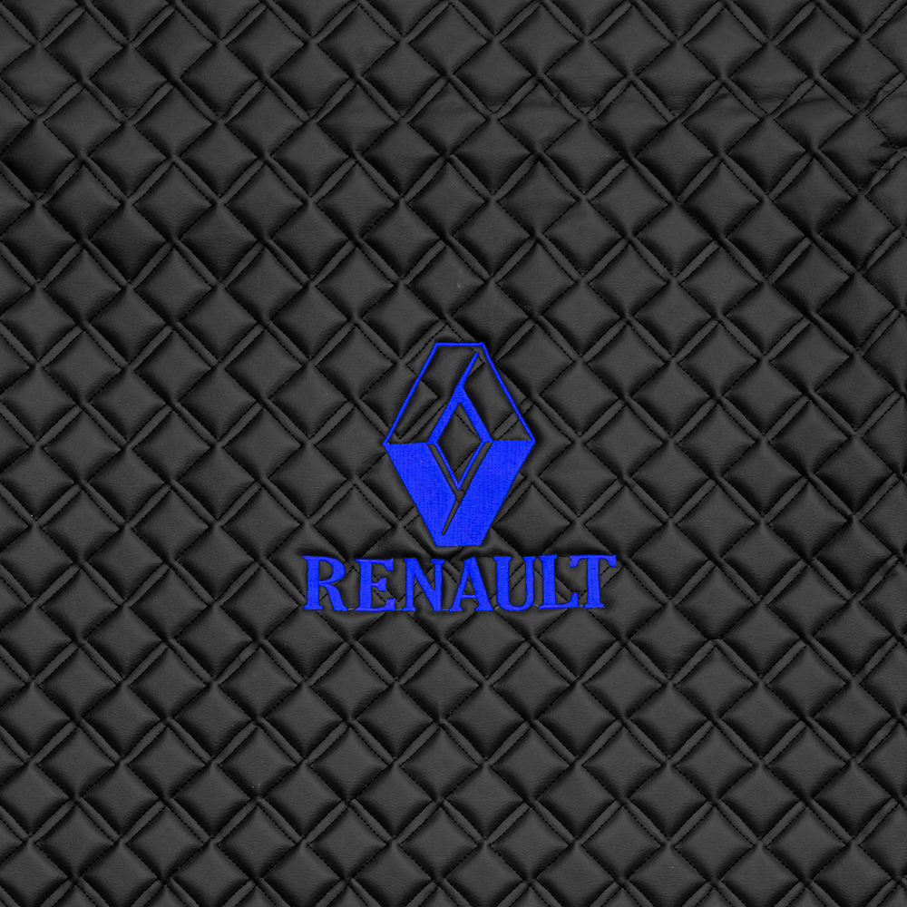 Ковры RENAULT T (автомат) (экокожа, черный, синий кант, синяя вышивка)