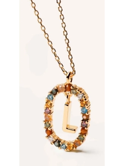 Колье Буква L серебро 925 пробы покрытое золотом