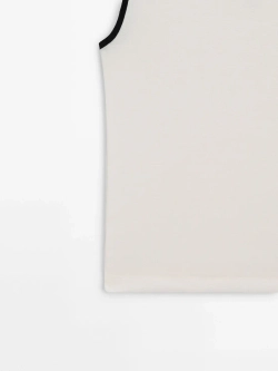 Massimo Dutti Хлопковый топ на бретелях с контрастной окантовкой, натуральный, кремовый