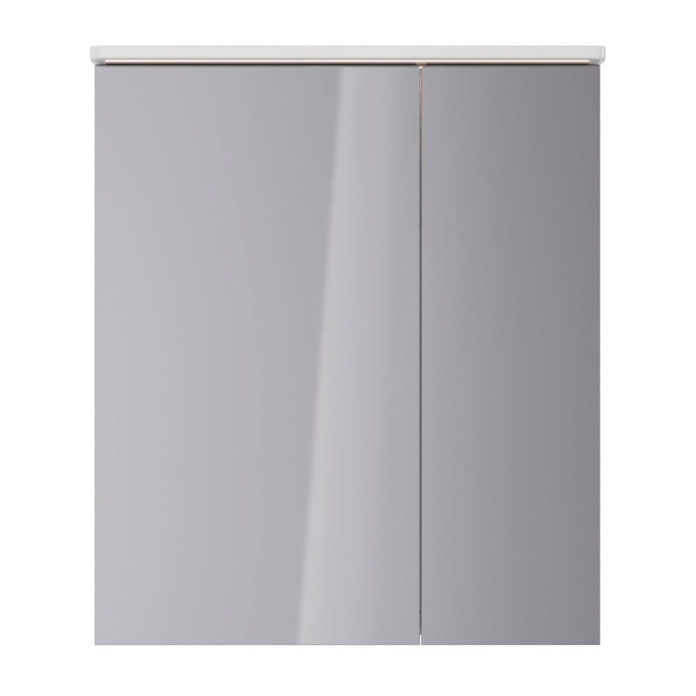 Шкаф зеркальный Lemark ZENON 70х80 см 2-х дверный, с козырьком-подсветкой, с розеткой, цвет корпуса: белый глянец
