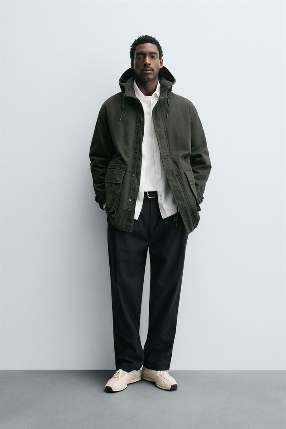 ZARA ПАРКА СВОБОДНОГО КРОЯ С ЭФФЕКТОМ ПОТЕРТОСТИ, СВЕТЛО-КОРИЧНЕВЫЙ