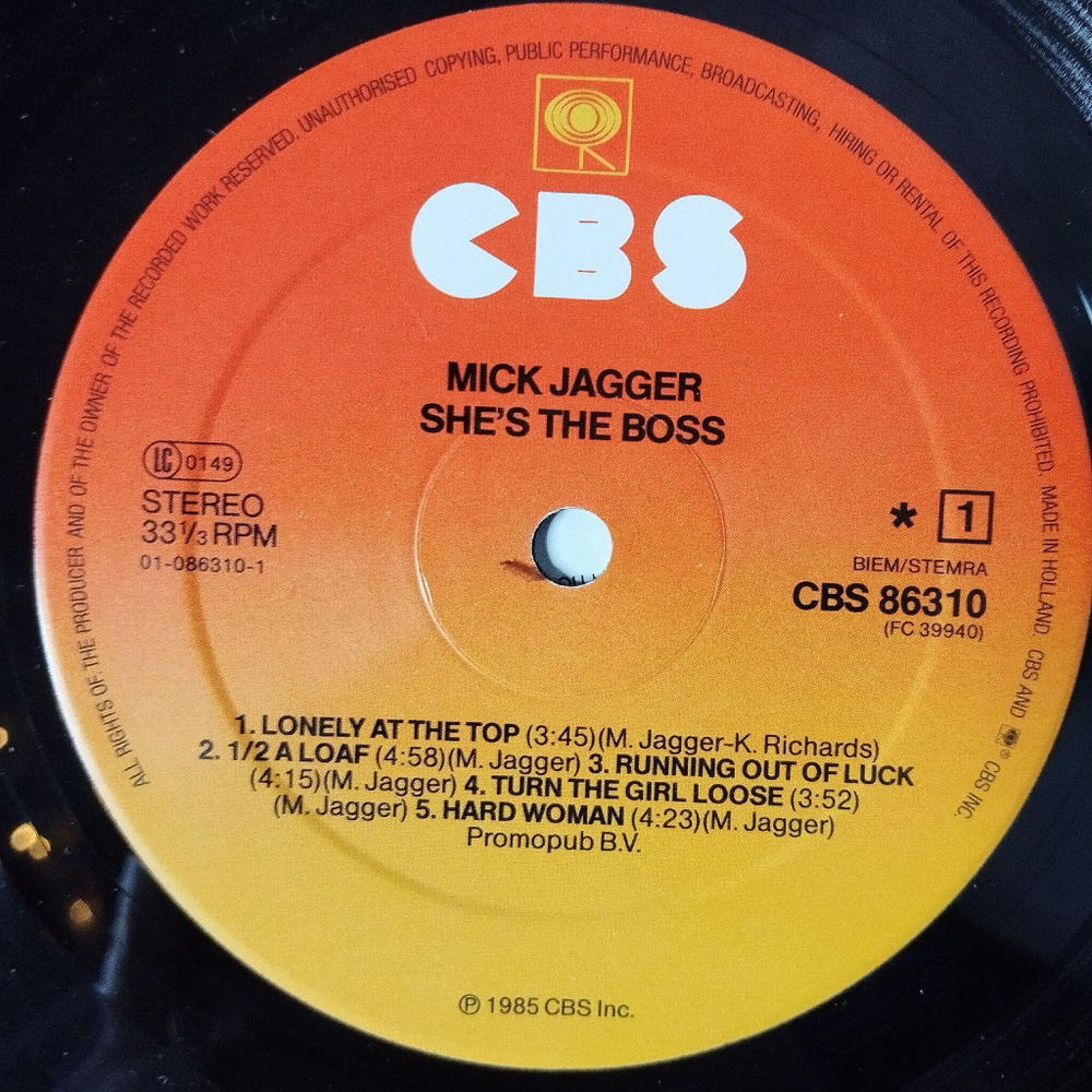 Винтажная виниловая пластинка LP Mick Jagger She The Boss (Holland 1985)