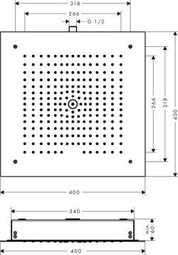 Верхний душ Hansgrohe 26252000 Raindance E Air 1jet, 400 x 400 мм