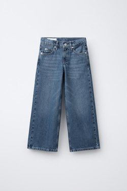 ZARA ДЖИНСЫ WIDE LEG С НАШИВКАМИ, СИНИЙ