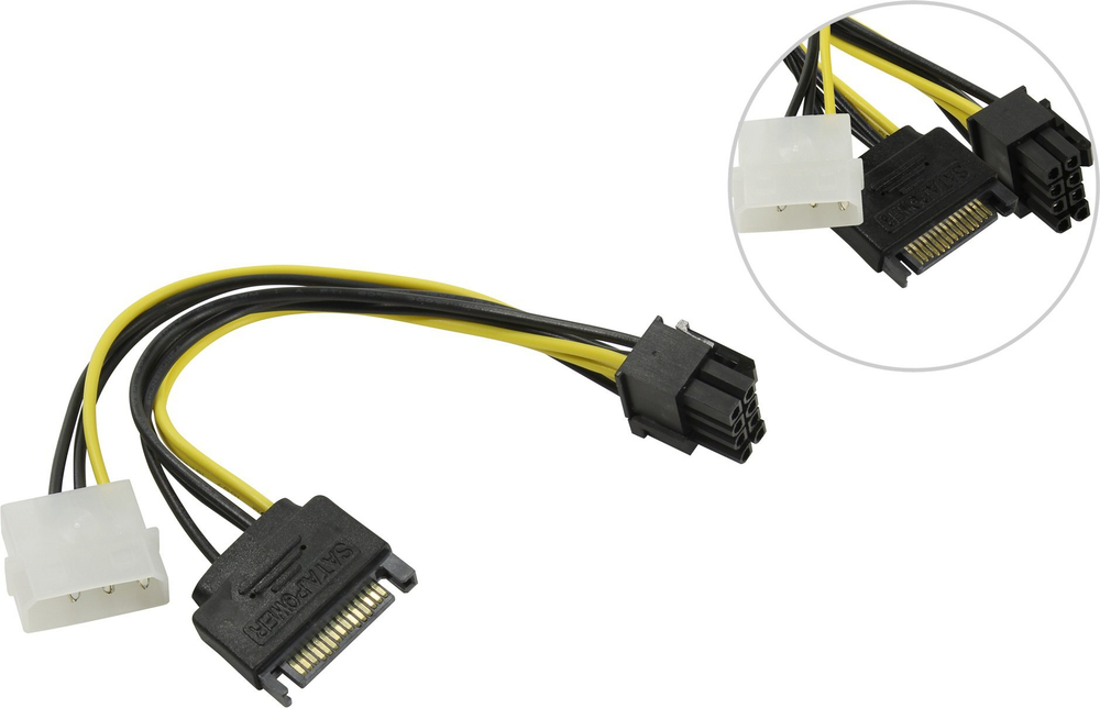 Orient &lt;C578&gt; Переходник питания для видеокарт 1SATA M+1big-&gt;6/8pin