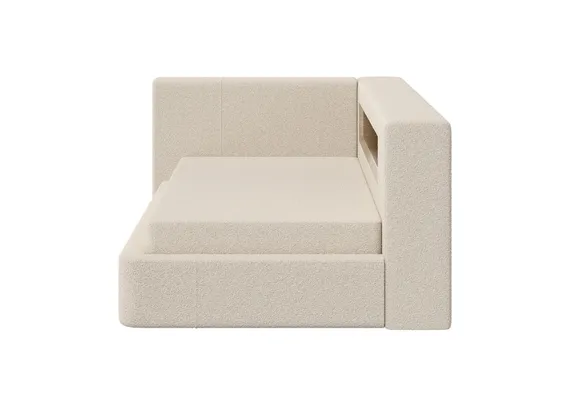 Диван-кровать Cube c нишей L (молочный, букле)
