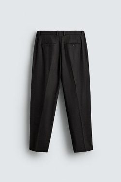 ZARA БРЮКИ ИЗ СМЕСОВОЙ ШЕРСТИ С ЗАЩИПАМИ — LIMITED EDITION, КОРИЧНЕВЫЙ