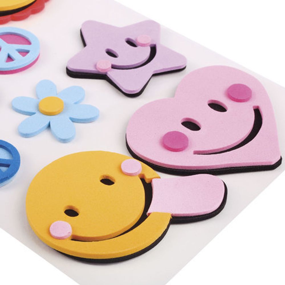 Наклейки из EVA "Смайлики", 10 шт., ассорти, ОСТРОВ СОКРОВИЩ, 661453