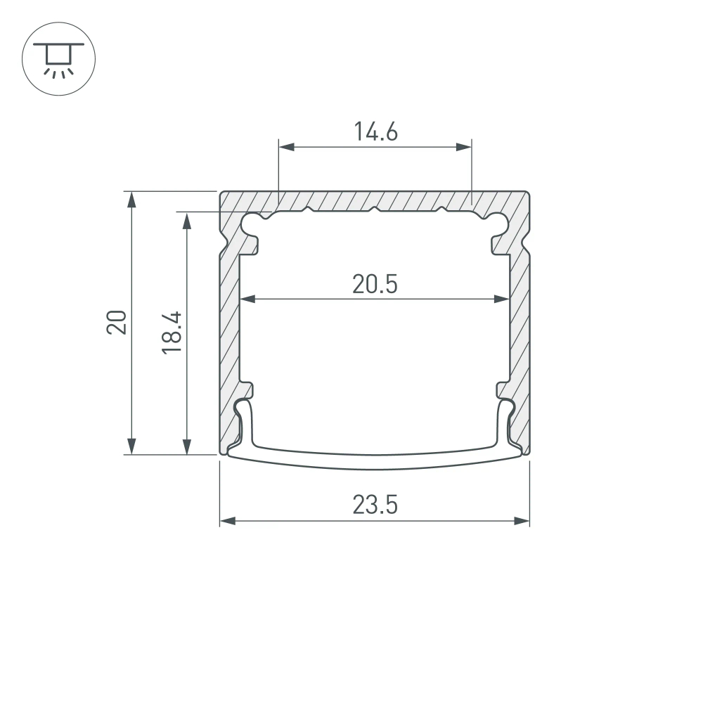 Профиль WIDE-H20-2000 ANOD (Arlight, Алюминий) 055756