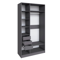 Шкаф Мадрид (1,2) с 3 ящ. внутри с зеркалом графит серый