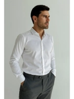 Рубашка приталенная с длинным рукавом слим