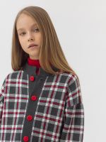 Кардиган серо-бело-красный для девочки арт. АТ922