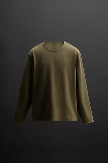 ZARA СПОРТИВНАЯ ФУТБОЛКА ИЗ РЕЛЬЕФНОЙ ТКАНИ, ОЛИВКОВЫЙ