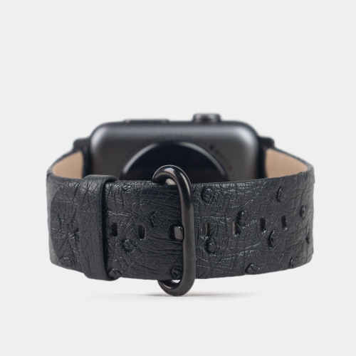 Ремешок для Apple Watch 44/45/46 mm из кожи страуса, черного цвета