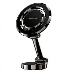 Автомобильный магнитный держатель Porodo с двойным складыванием и двойным поворотом (PD-UMGRDFR-BK) черный