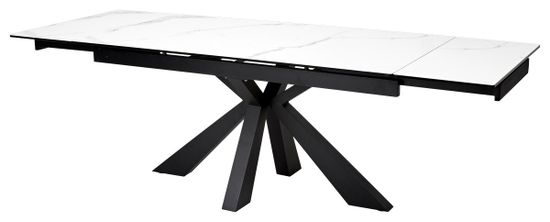 Стол ALEZIO 160 BIANCO TL-45 Белый мрамор матовый, испанская керамика/ черный каркас