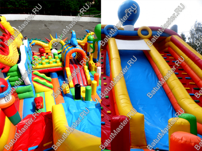 Коммерческий надувной батут "Осьминоги и драконы" 20*8*8 м