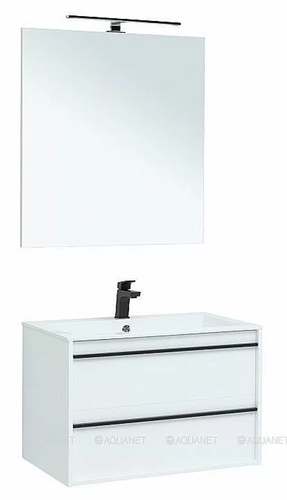Тумба с раковиной Aquanet Lino 80 белая матовая