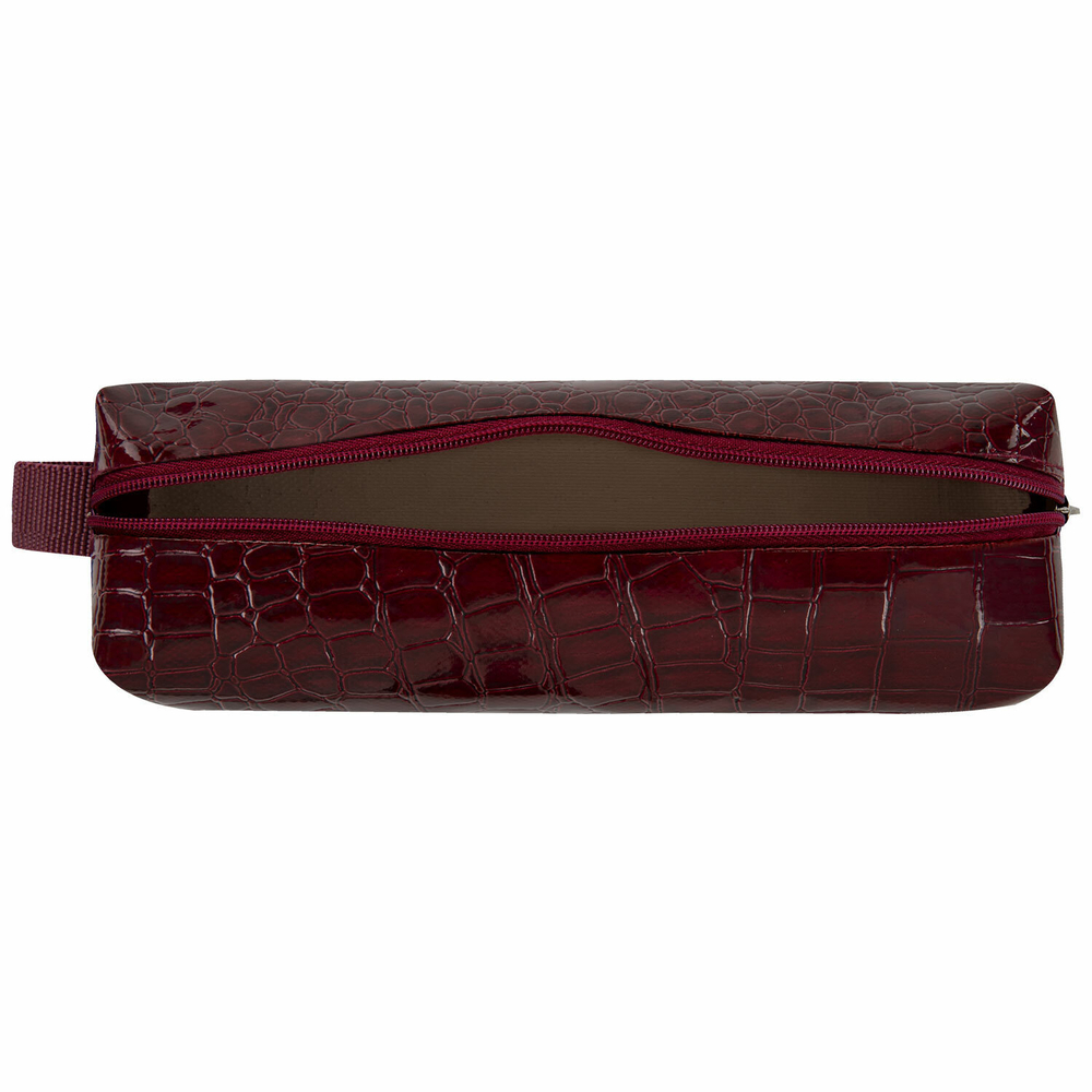 Пенал-косметичка BRAUBERG крокодиловая кожа 20х6х4 см "Ultra maroon" (3 штуки в упаковке)