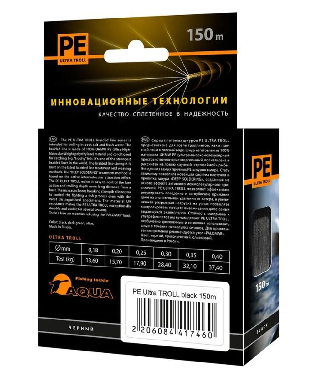 Плетеный шнур рыболовный TROLL Dark Green 0,18mm 150m