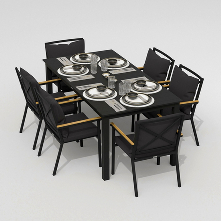 Обеденная группа Ideal Patio  ДОЛЛА ФЕСТА плюс каркас карбон, стол алюминий 180, ткань антрацит