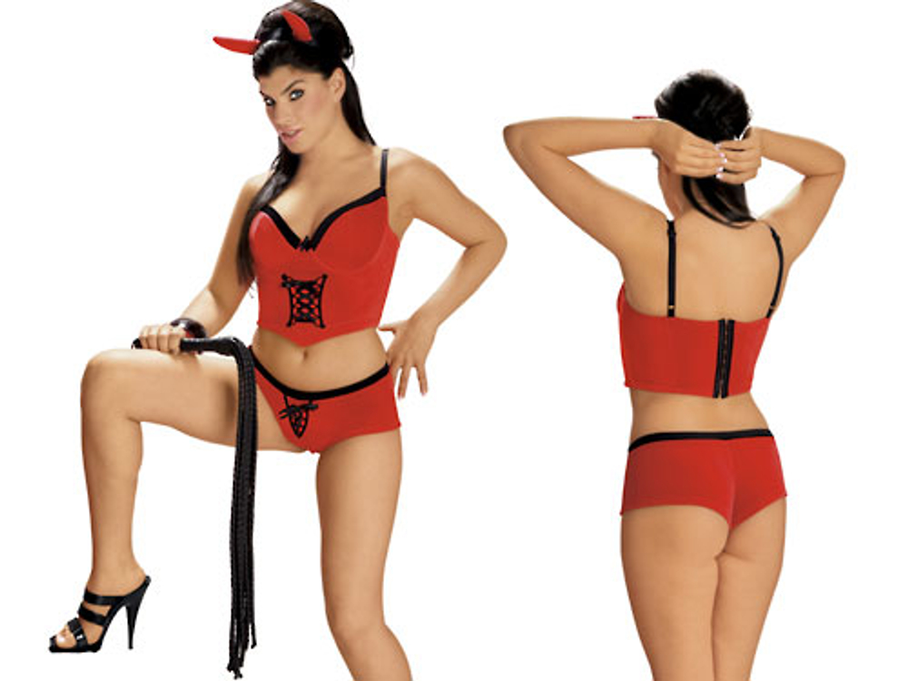 Костюм страстной дьяволицы (Размер: L) (Цвет: красный)