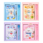 Блокнот детский Basir на замке, с ручкой, формат А6, серия "Мишки", переплет 7БЦ, 17.5*13 см, 48 листов, ассорти